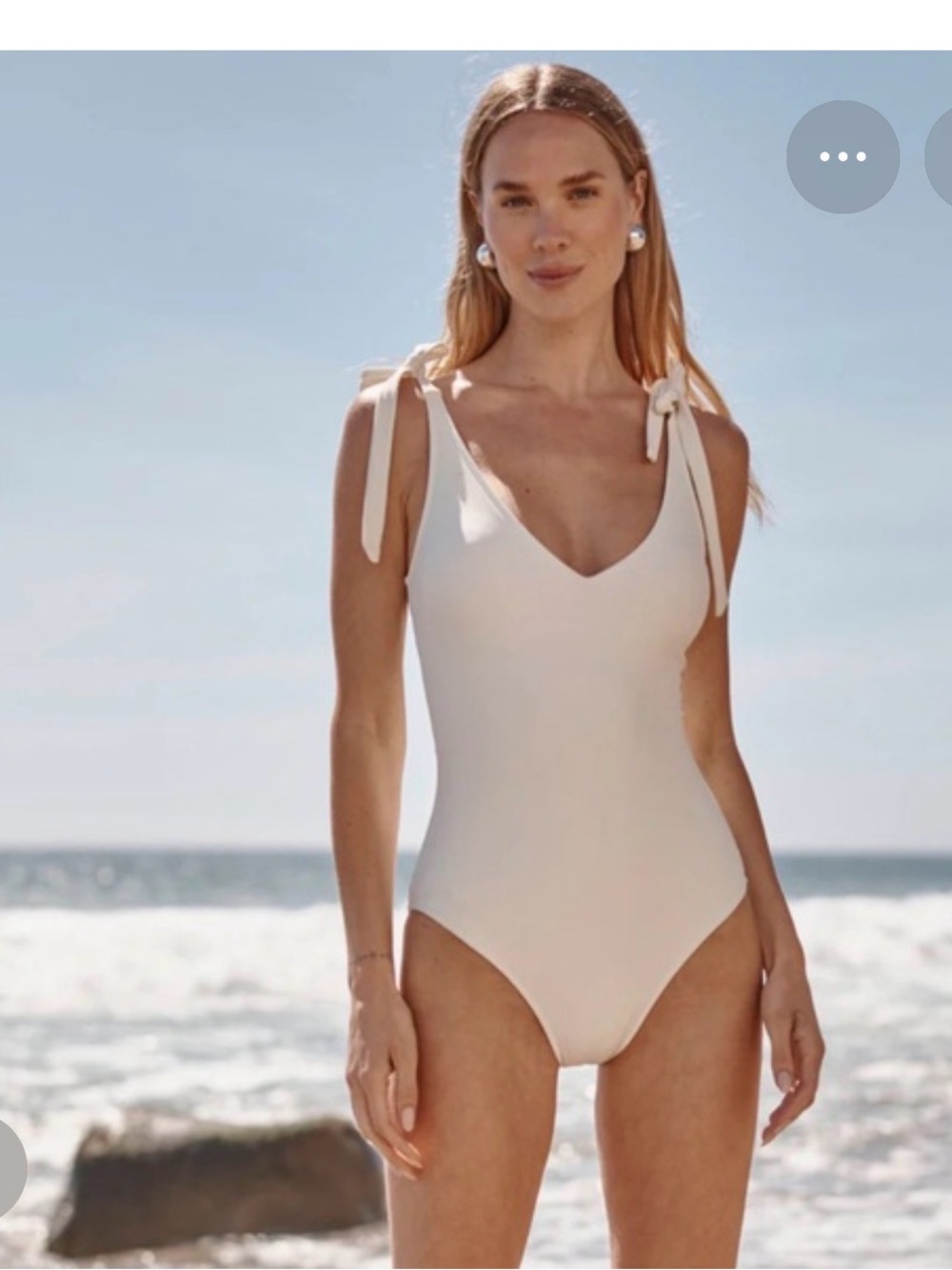 summersalt Cream Tie-Shoulder V-Neck One-Piece Swimsuit